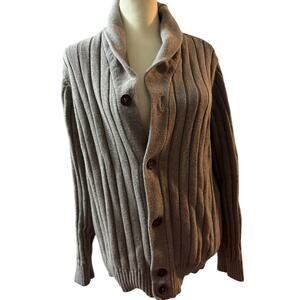 Tommy Hilfiger Shawl Collar Ribbed Cardigan, Grey, Men's Size Large